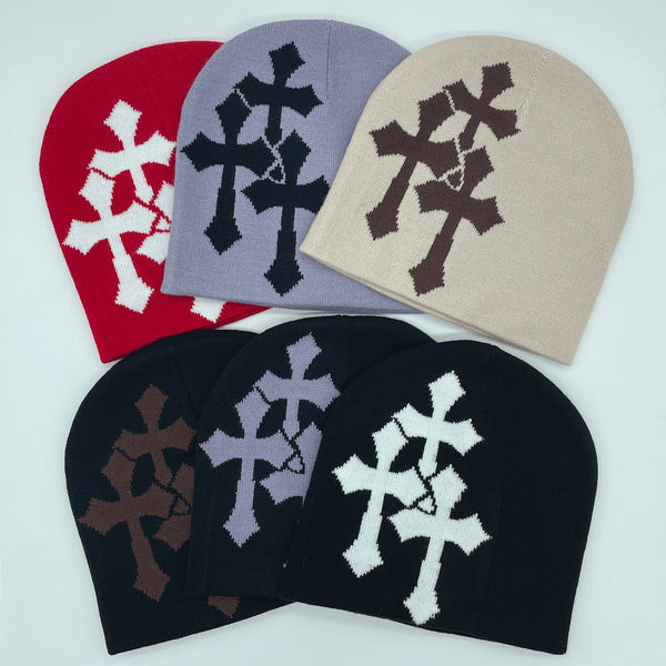 Crucifix Jacquard Knit Hat
