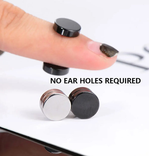 Round Zircon Magnetic Clip Earrings